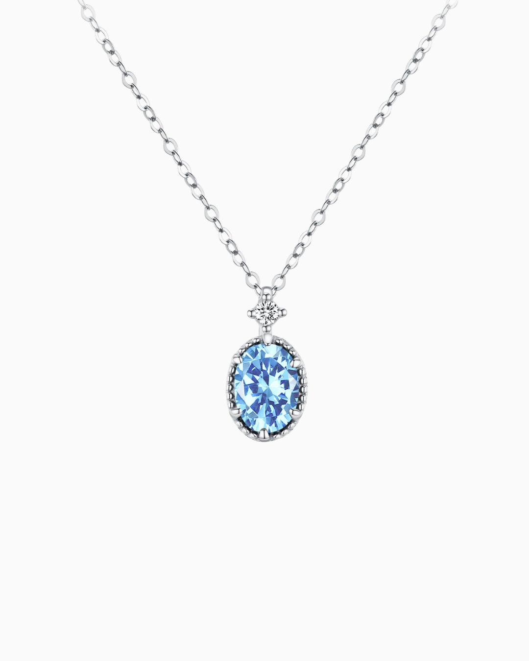 Colar Mannvik Aqua Celestial Oval com Zircônia em Prata 925
