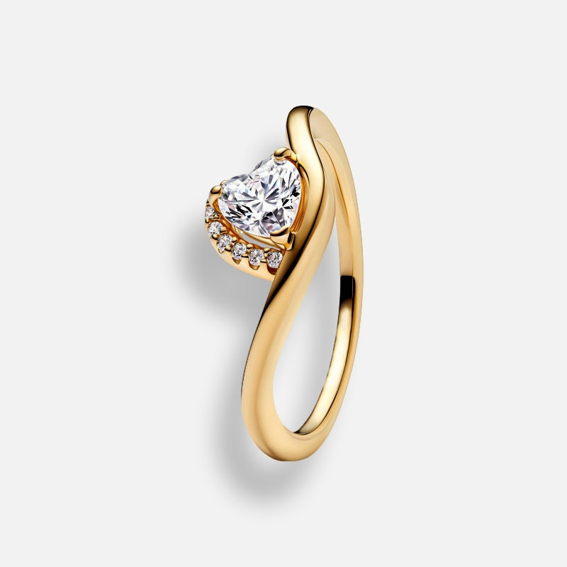 Anel Coração Solitário Inspiração Pandora